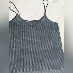 Zara Black Mesh Metallic Cami | Festival / Going Out | Size Medium